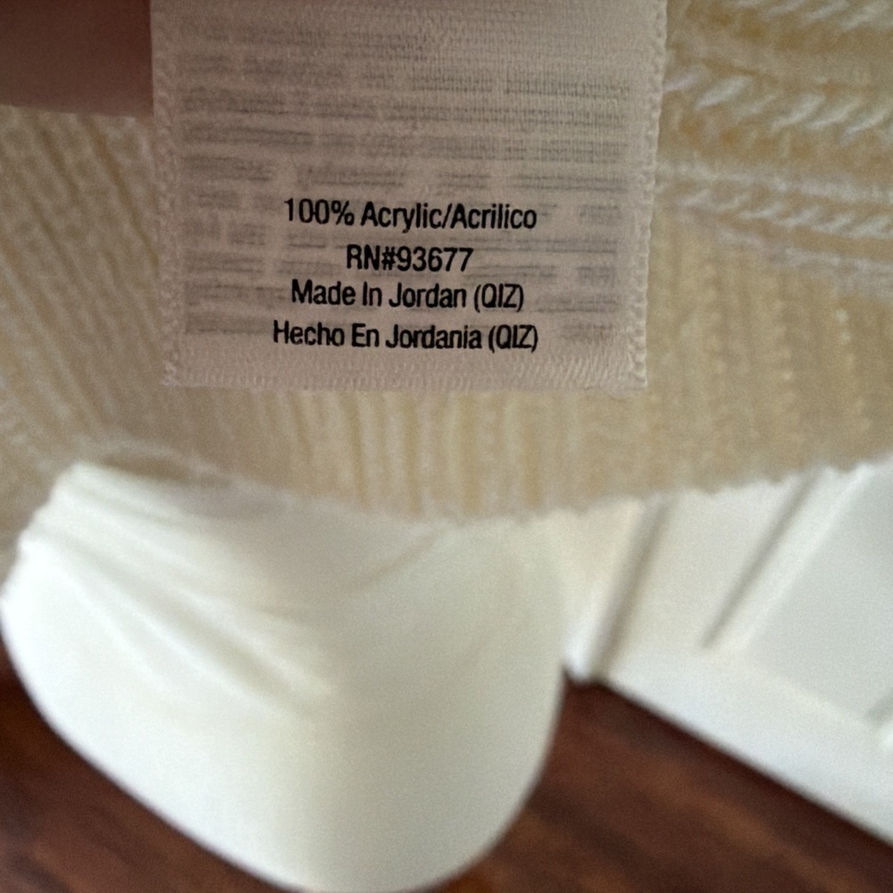 Cream Cable Pointelle Open Knit Sweater Womens  M 3/4 Sleeve Scoop Neck  a.n.a - Picture 8 of 13